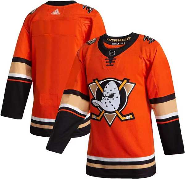 Mens Anaheim Ducks Custom Orange Stitched Jersey